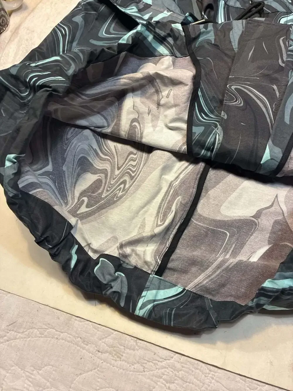 Nicole Miller Collection Hooded Rain Jacket Abstract Marble Print Size P